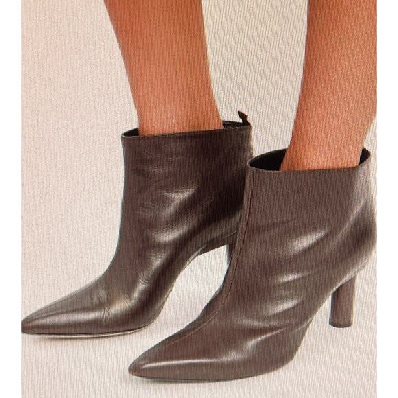 TIBI Theo Ankle Bootie Plum Lambskin Cylinder Stacked Heel Size US 8 / EUR 38 - Picture 1 of 11